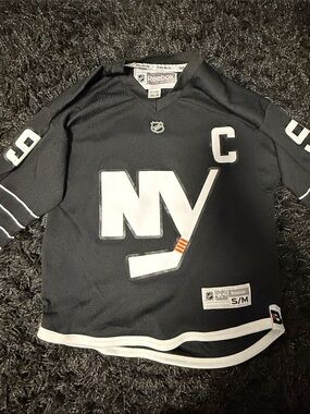 Reebok Kids Black NY Hockey Jersey with Captain 'C'
